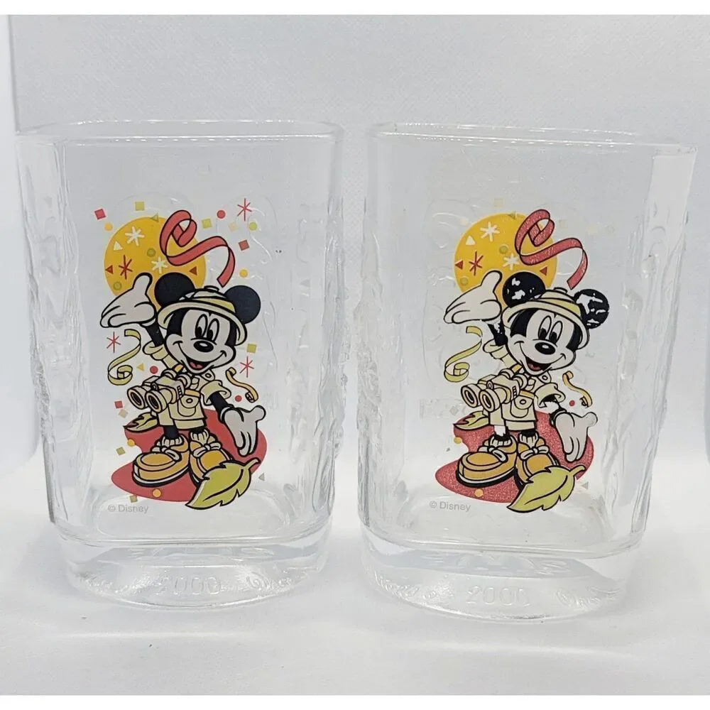 Animal Kingdom Mickey McDonalds Walt Disney World 2000 Celebration 2 Glass Cups